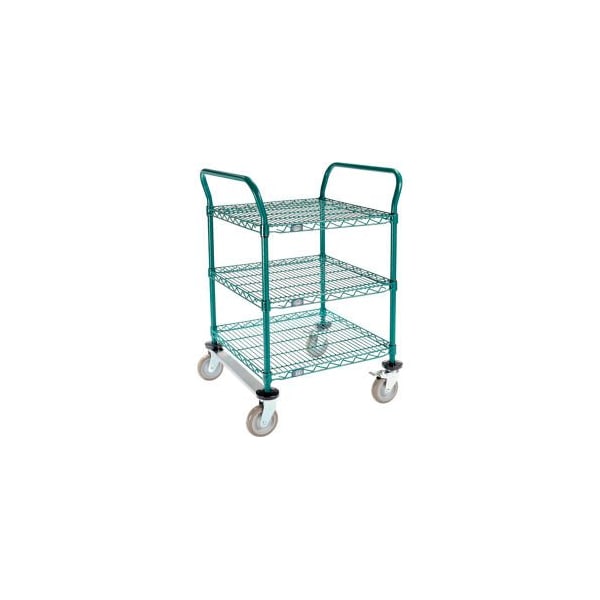 Gec Nexel Utility Cart, 3 Shelf, Poly-Green, 24"L x 24"W x 39"H, Polyurethane Rigid Casters 2424R3G - main